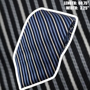 Platinum By ABS Silk Tie Blue Silver Diagonal Repp Stripe Woven Luxury 60.75"